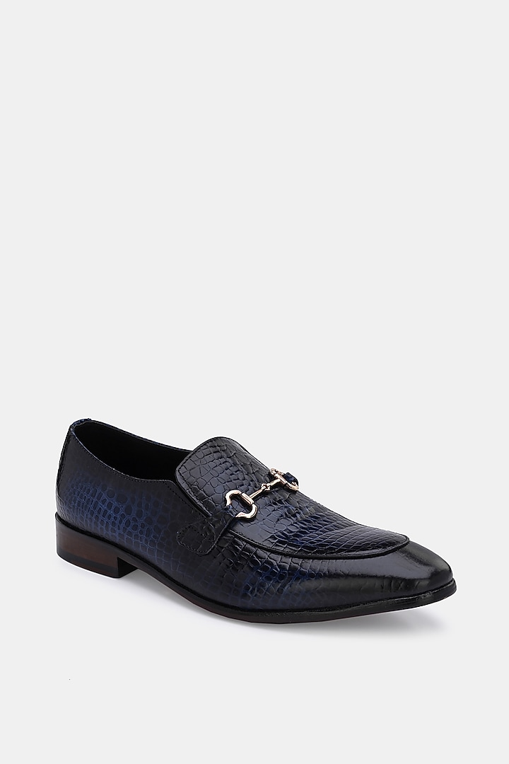 Blue Leather Handpainted Moccasins by LAFATTIO at Pernia's Pop Up Shop