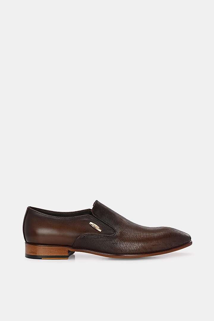 Brown Leather Handpainted Moccasins by LAFATTIO at Pernia's Pop Up Shop