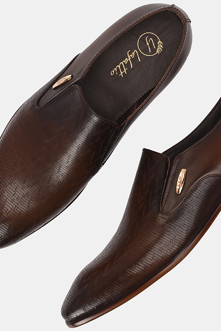 Brown Leather Handpainted Moccasins by LAFATTIO at Pernia's Pop Up Shop