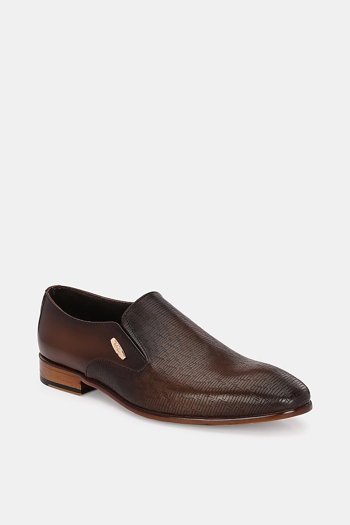 Brown Leather Handpainted Moccasins by LAFATTIO at Pernia's Pop Up Shop