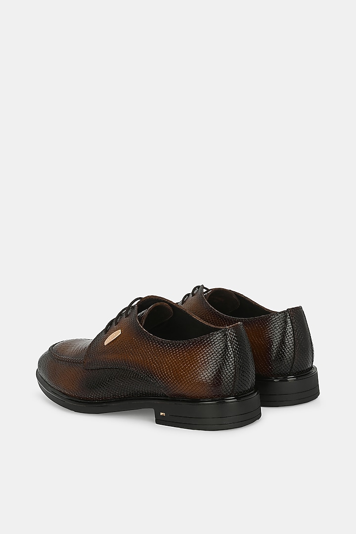 Tan Genuine Spanish Leather Textured Lace-Up Shoes by LAFATTIO at Pernia's Pop Up Shop