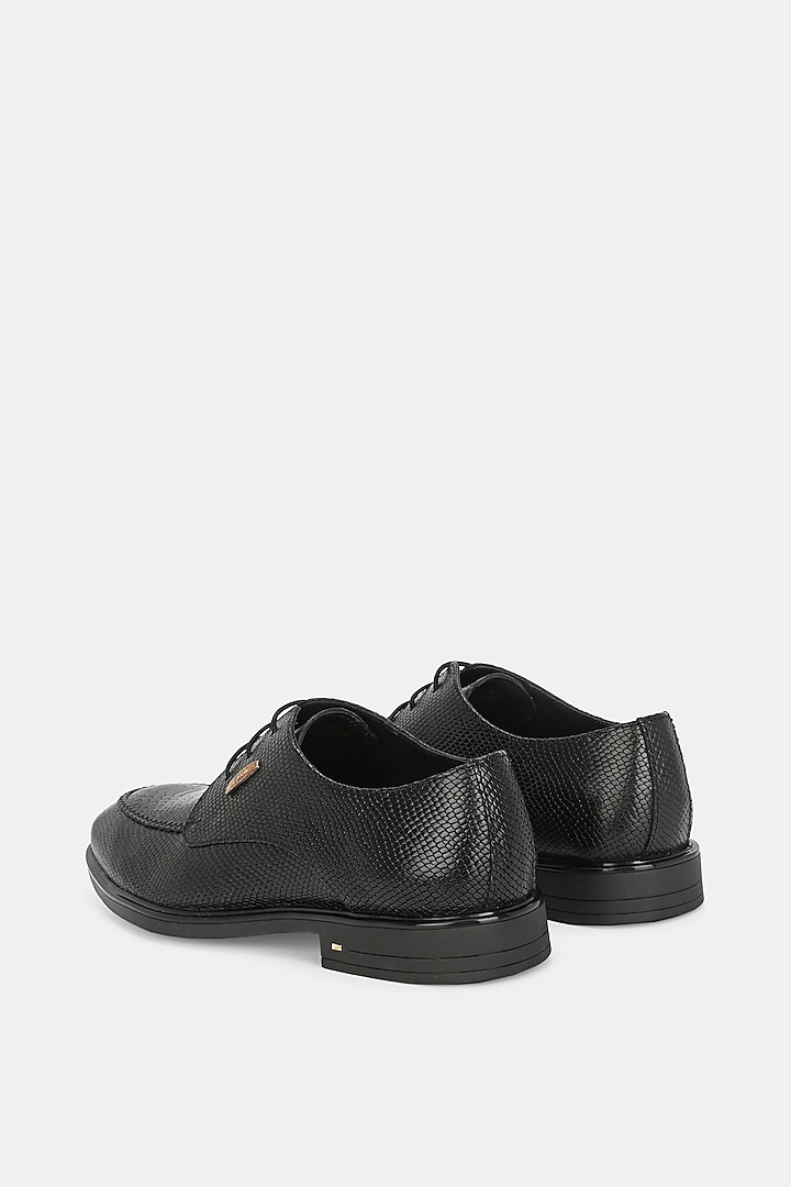 Black Genuine Spanish Leather Textured Lace-Up Shoes by LAFATTIO at Pernia's Pop Up Shop