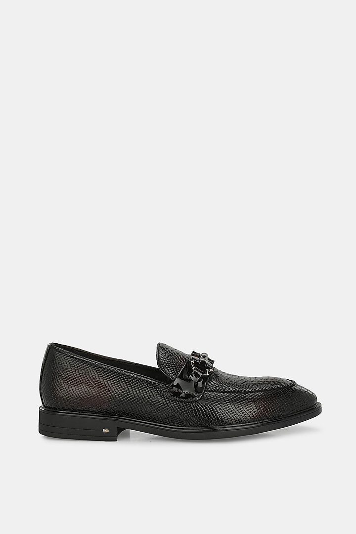 Cherry Genuine Spanish Leather Textured Loafers by LAFATTIO at Pernia's Pop Up Shop