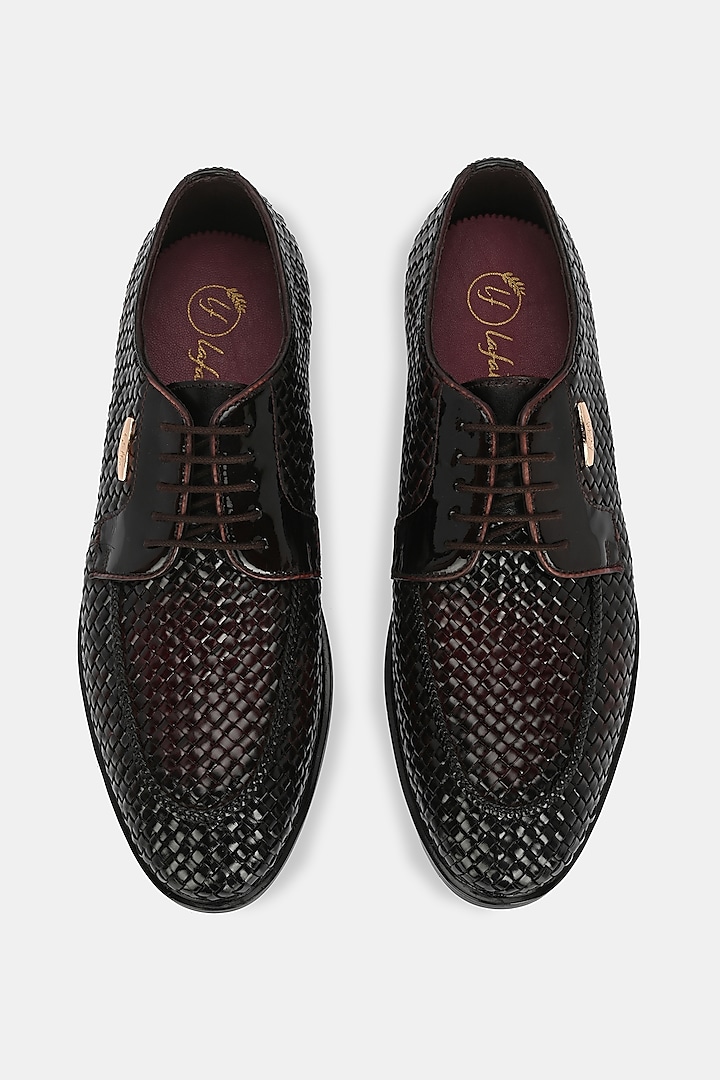 Cherry Genuine Spanish Leather Handwoven Lace-Up Shoes by LAFATTIO