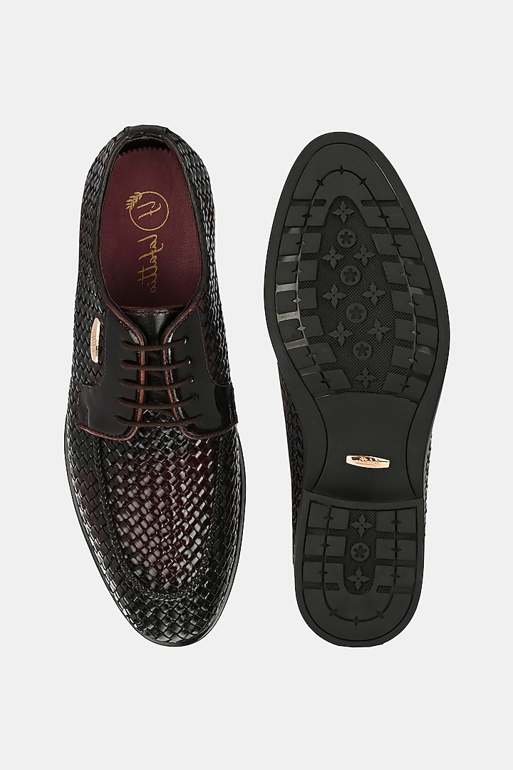 Cherry Genuine Spanish Leather Handwoven Lace-Up Shoes by LAFATTIO at Pernia's Pop Up Shop