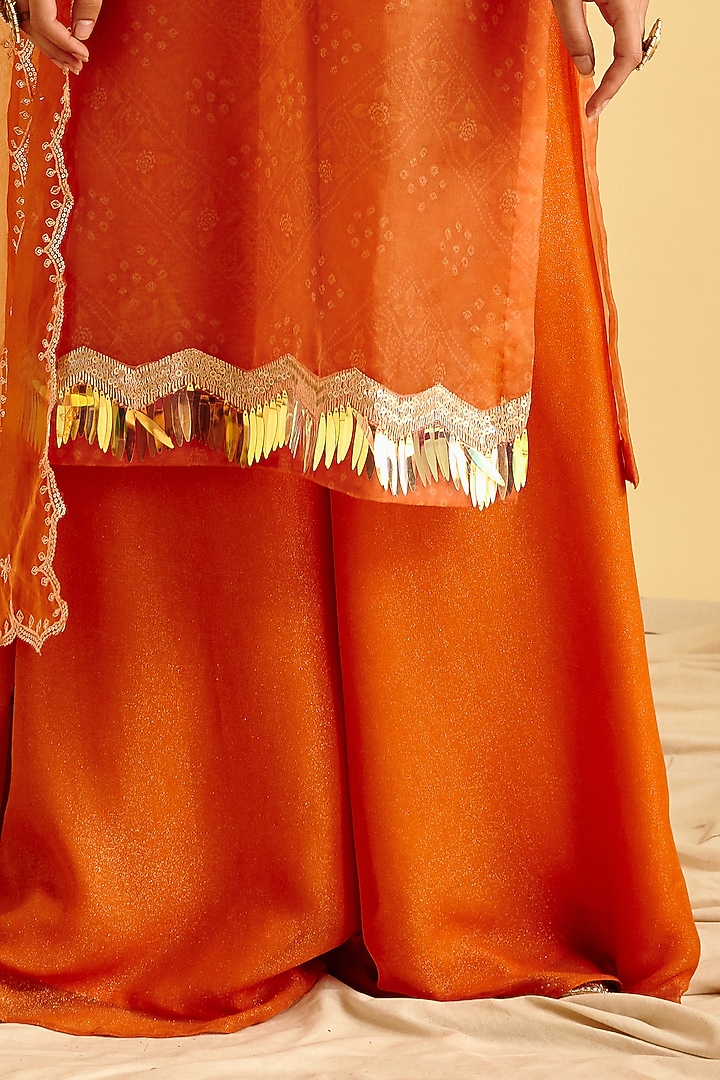 Tangerine Orange Satin Shimmer Sharara Set by Lahario at Pernia's Pop Up Shop