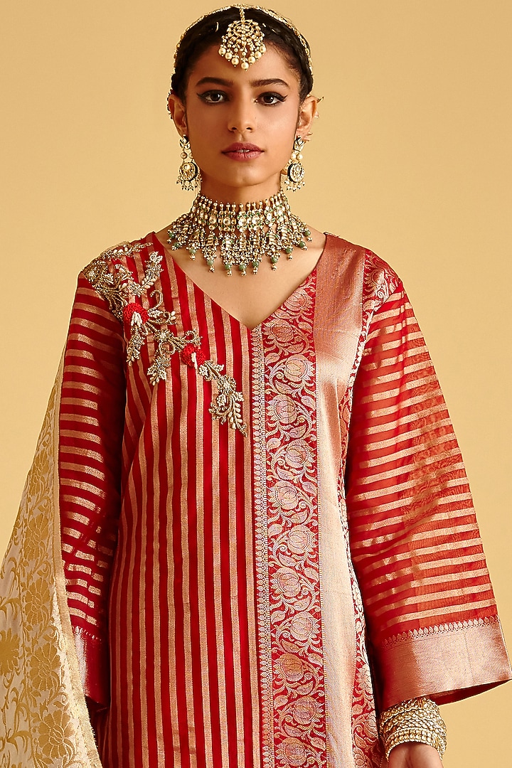 Golden Brocade Sharara Set by Lahario at Pernia's Pop Up Shop