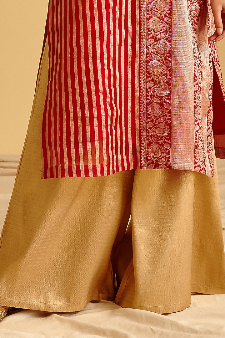 Golden Brocade Sharara Set by Lahario at Pernia's Pop Up Shop