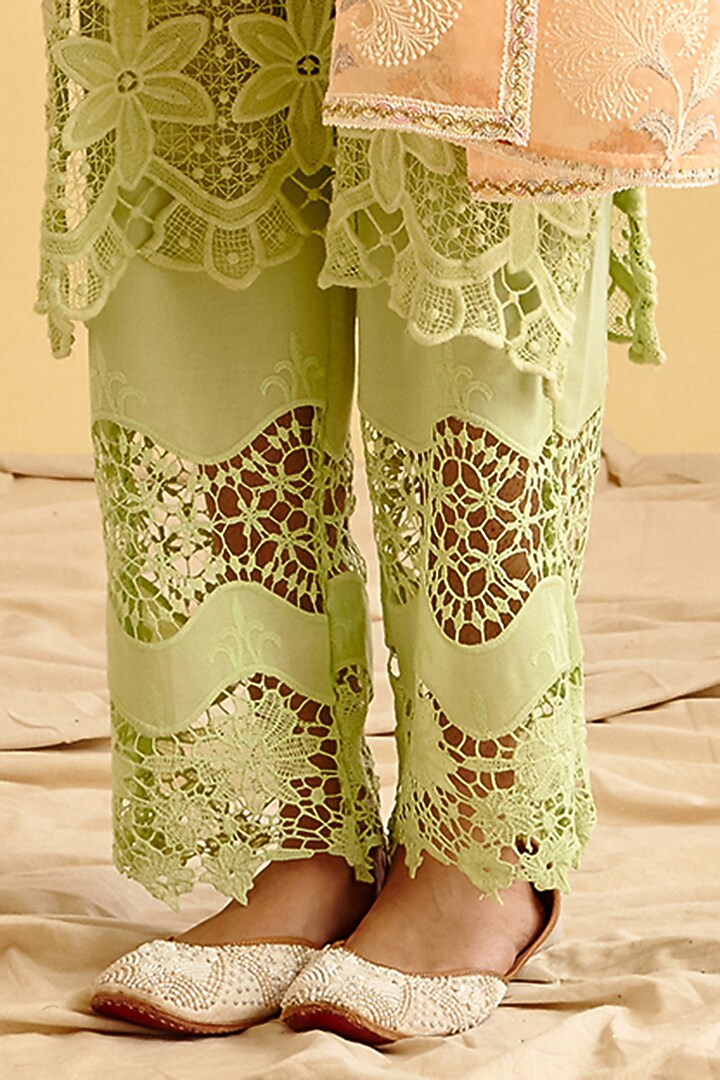 Mint Machine Embroidered Kurta Set by Lahario at Pernia's Pop Up Shop