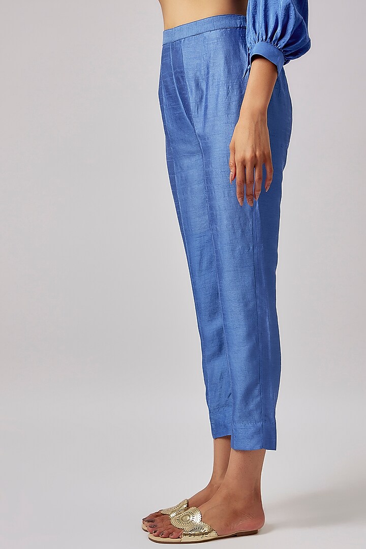 Cobalt Blue Pure Silk Kurta Set by Lahario at Pernia's Pop Up Shop