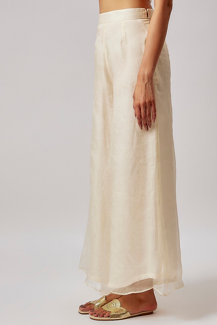 Ivory Silk Organza Thread Embroidered Jacket Set by Lahario at Pernia's Pop Up Shop