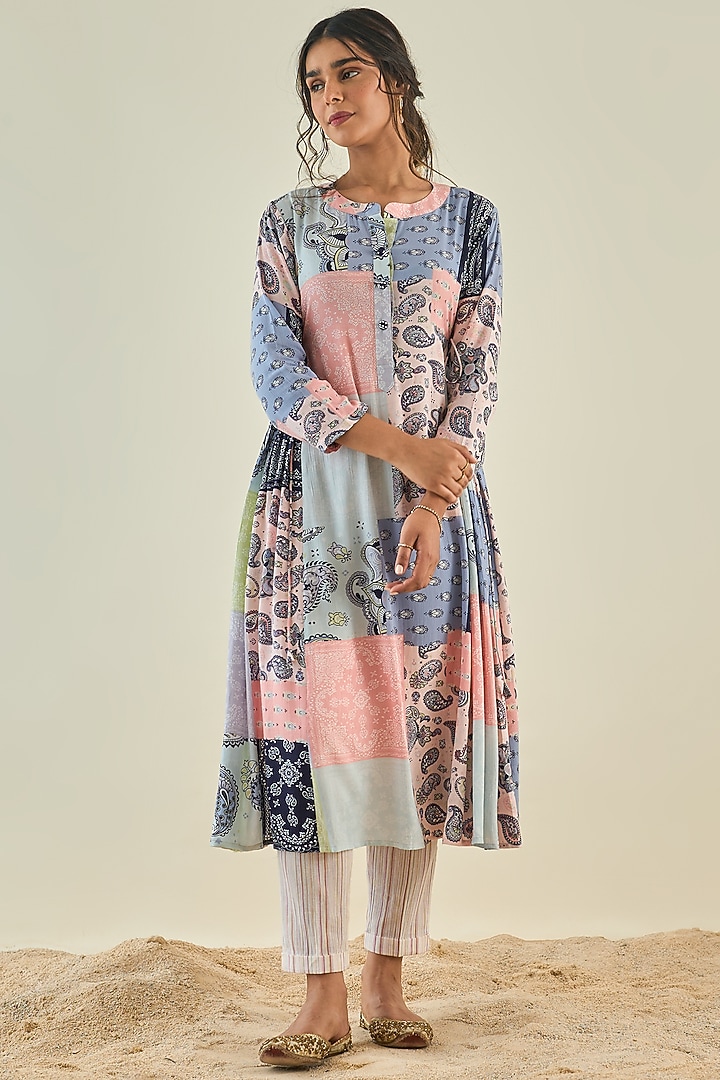 Multi-Colored Cotton Rayon Kurta Set by Lahario at Pernia's Pop Up Shop