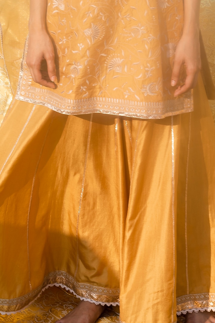 Yellow Silk Wedding Sharara Set by Lajjoo C at Pernia's Pop Up Shop
