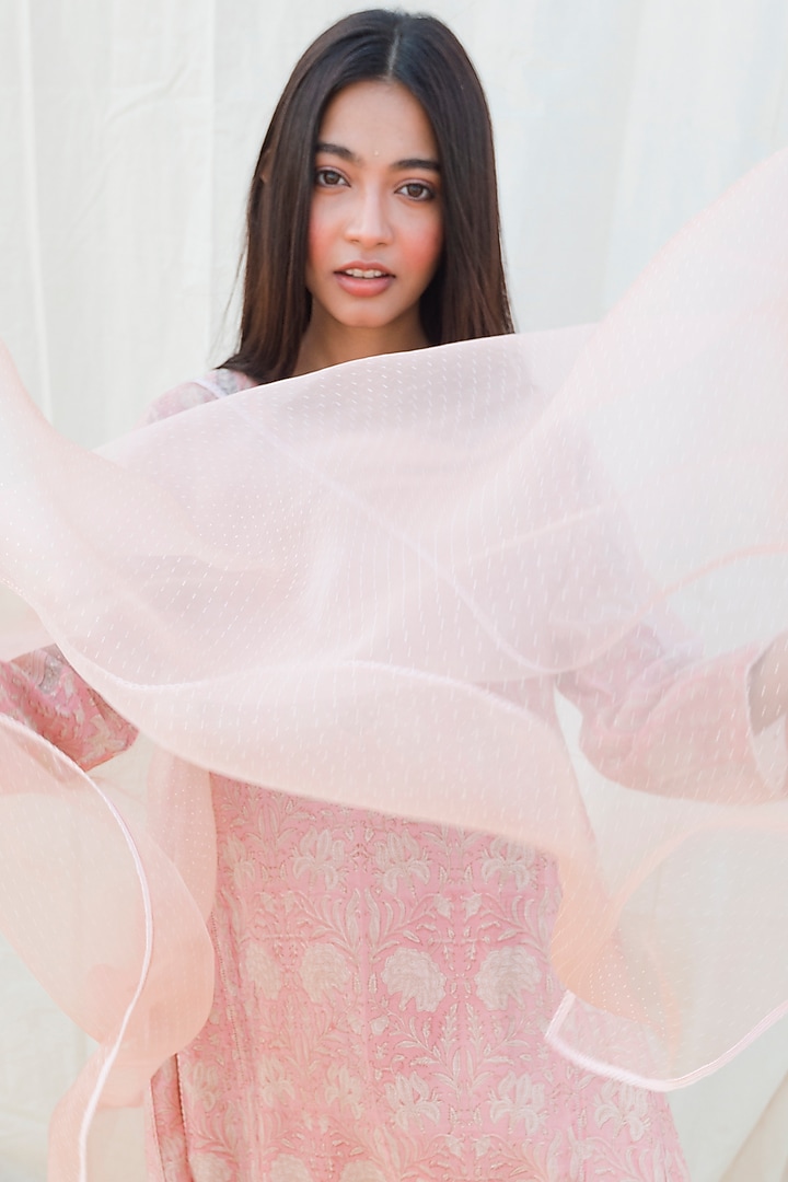 Pink Floral Printed Long Kurta Set by Lajjoo C at Pernia's Pop Up Shop