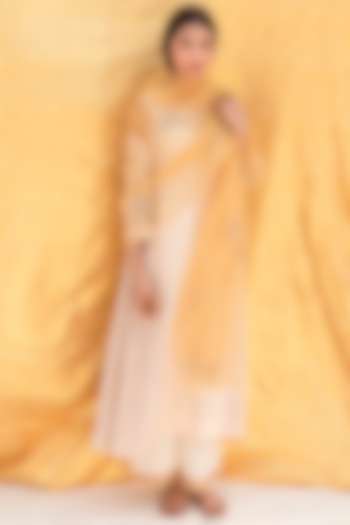 Yellow Embroidered Dupatta by Lajjoo C