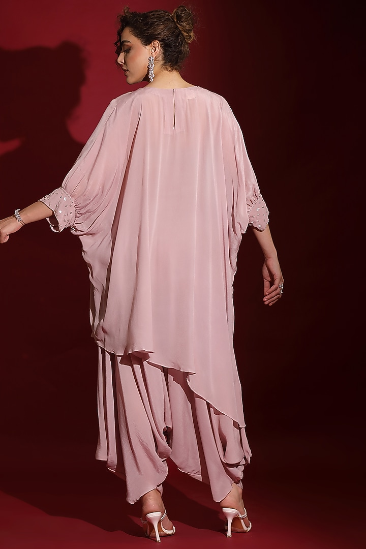 Lavender Viscose Organza Embellished Kaftan Set by Label Kaleido at Pernia's Pop Up Shop