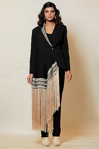 Black Moss Crepe Co-Ord Set by Label Kaleido