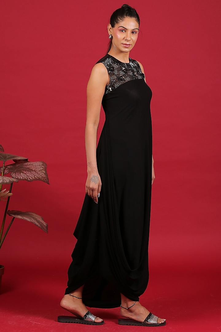 Black Hand Embellished Gown by Label Kaleido at Pernia's Pop Up Shop
