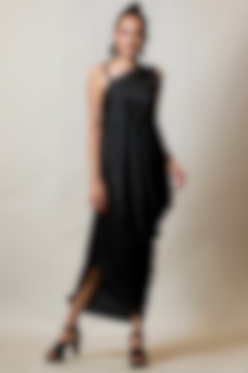 Black Embellished One-Shoulder Vacation Dress by Label Kaleido at Pernia's Pop Up Shop