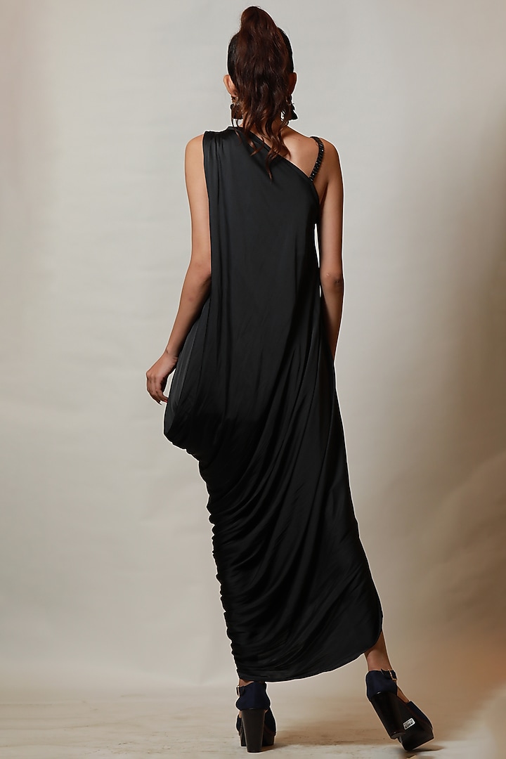 Black Embellished One-Shoulder Vacation Dress by Label Kaleido at Pernia's Pop Up Shop