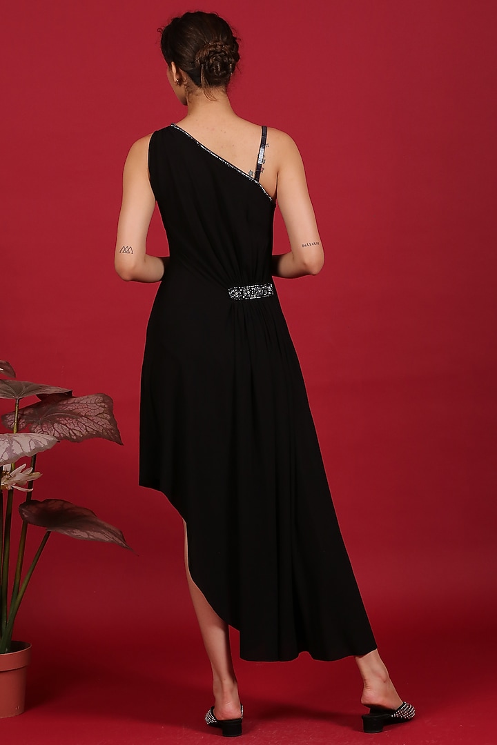 Black One-Shoulder Asymmetrical Summer Dress by Label Kaleido at Pernia's Pop Up Shop