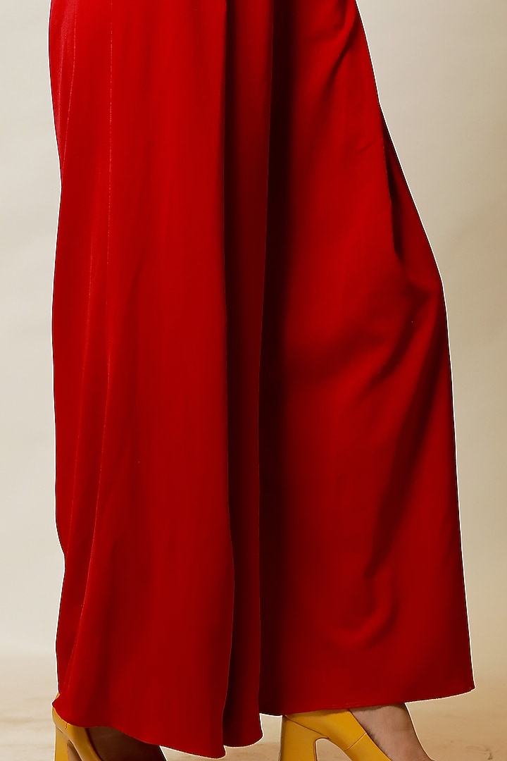 Poppy Red Halter-Neck Jumpsuit by Label Kaleido at Pernia's Pop Up Shop