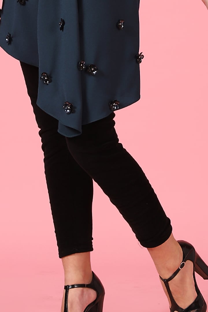 Teal Blue Asymmetrical Shirt by Label Kaleido at Pernia's Pop Up Shop