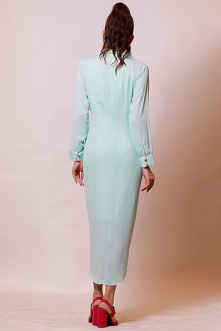 Sea Blue Knotted Summer Shirt Dress With Inner by Label Kaleido at Pernia's Pop Up Shop