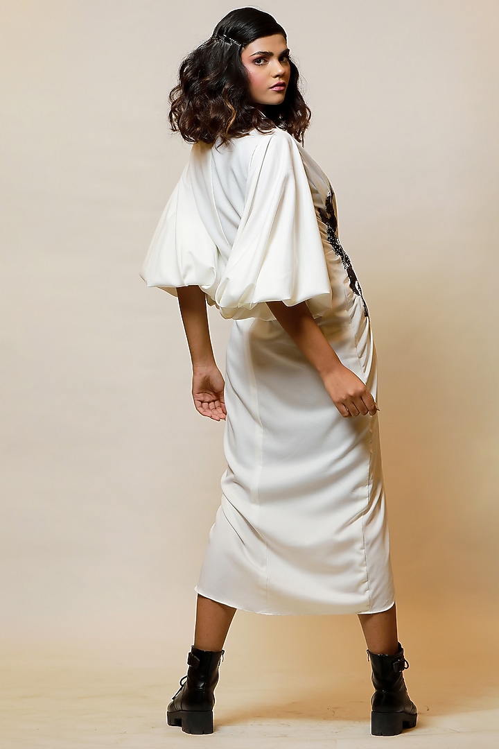 White & Black Knotted Summer Shirt Dress With Inner by Label Kaleido at Pernia's Pop Up Shop