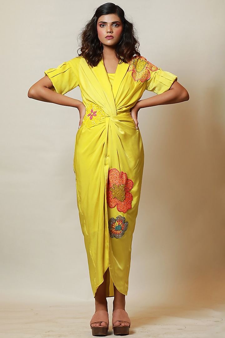Lime Knotted Shirt Dress With Inner by Label Kaleido