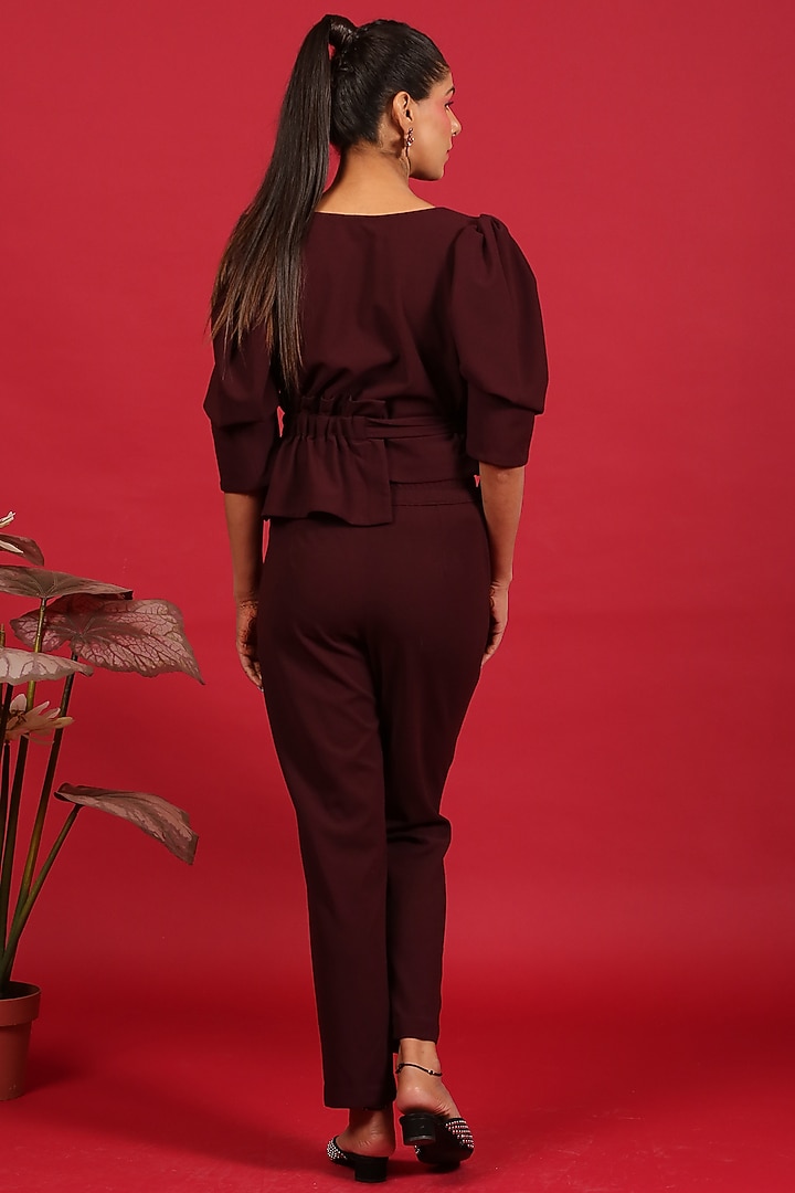 Wine Moss Scuba Pant Set by Label Kaleido at Pernia's Pop Up Shop