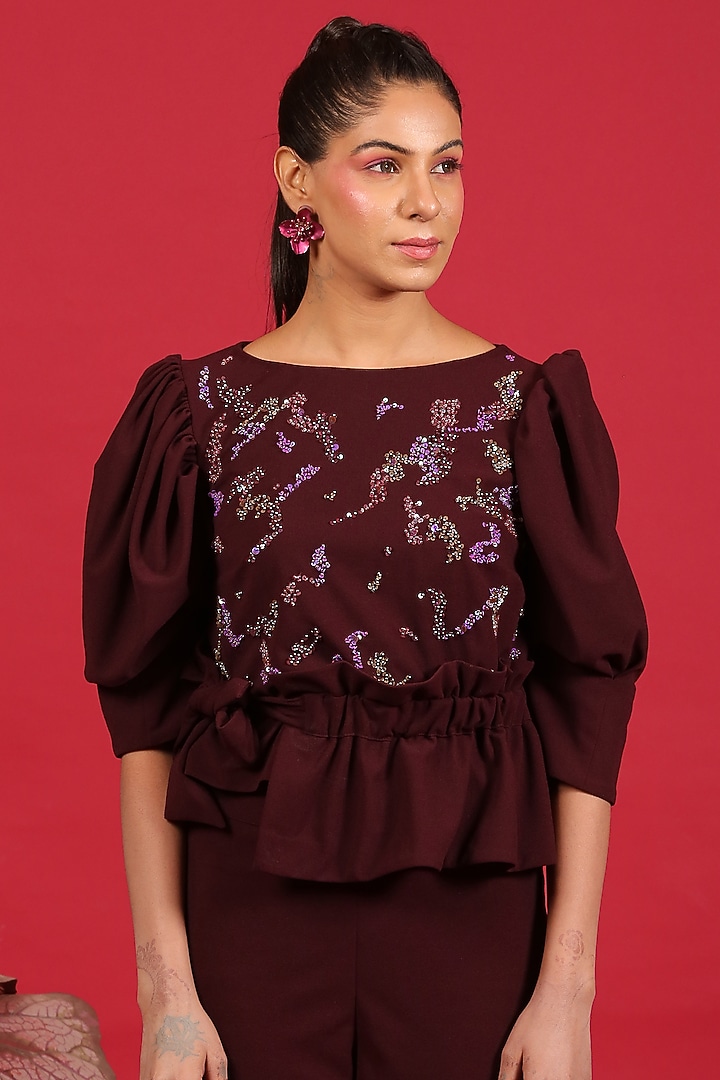 Wine Moss Scuba Pant Set by Label Kaleido at Pernia's Pop Up Shop