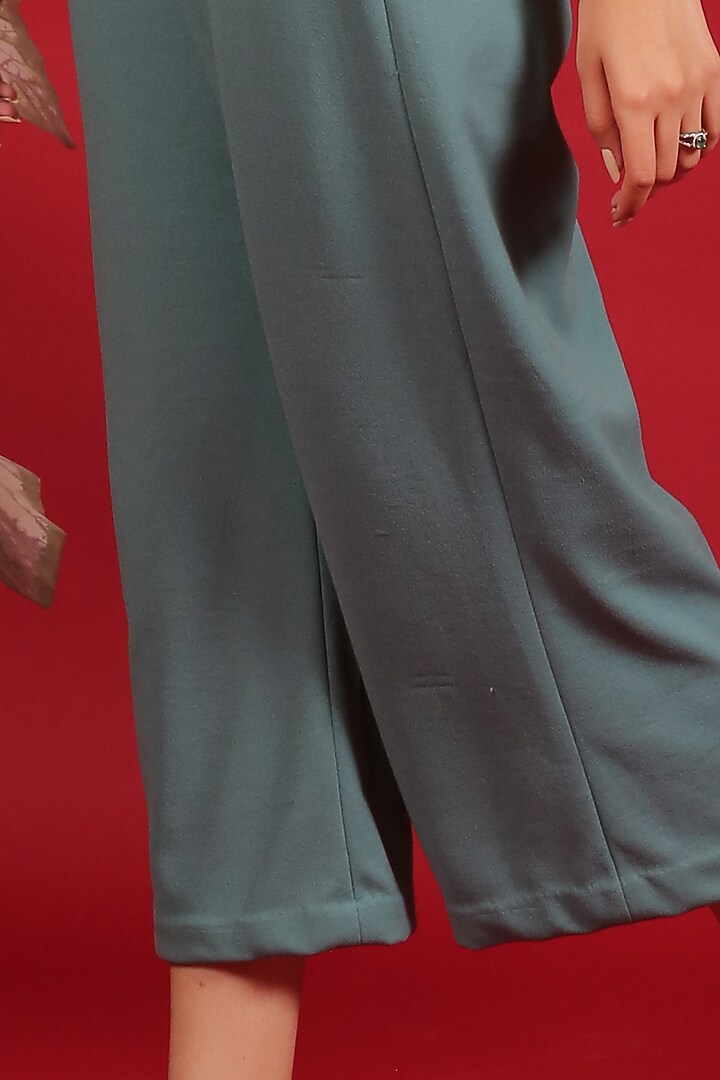 Grey-Blue Moss Scuba Pant Set by Label Kaleido at Pernia's Pop Up Shop