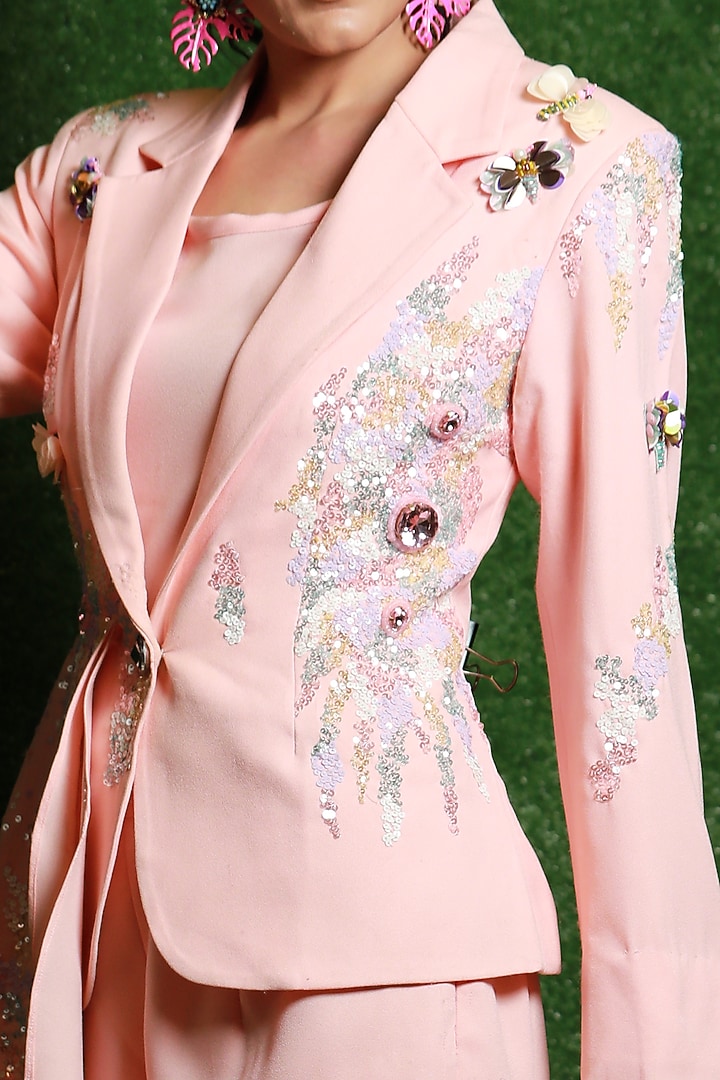 Peach Asymmetrical Blazer Set by Label Kaleido at Pernia's Pop Up Shop
