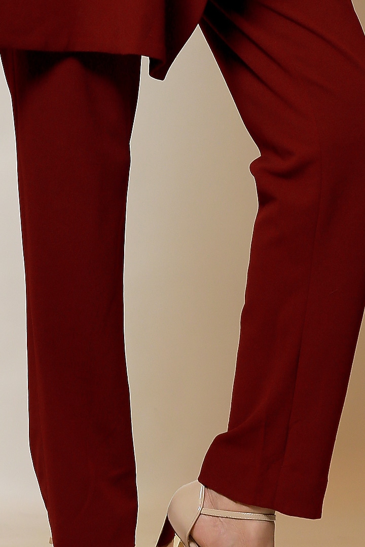 Wine Hand Embroidered Peplum Blazer Set by Label Kaleido at Pernia's Pop Up Shop