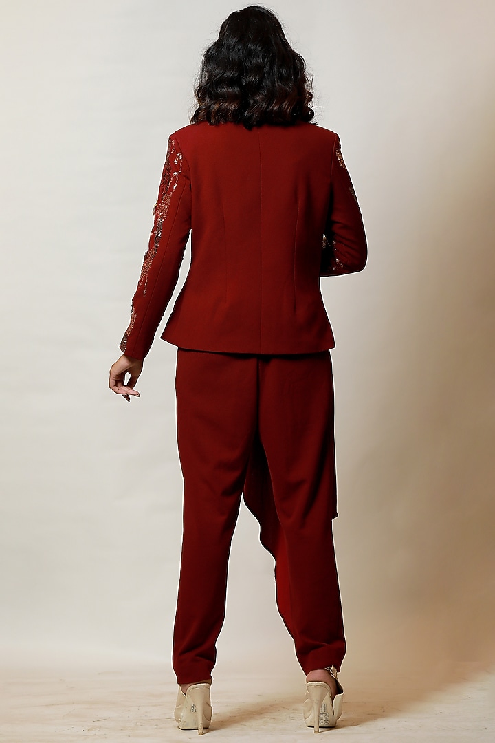 Wine Asymmetrical Blazer Set by Label Kaleido at Pernia's Pop Up Shop