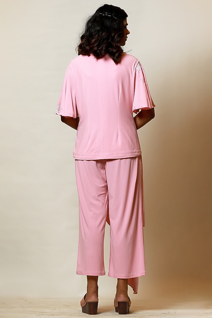 Powder Pink Asymmetrical Jacket Set by Label Kaleido at Pernia's Pop Up Shop