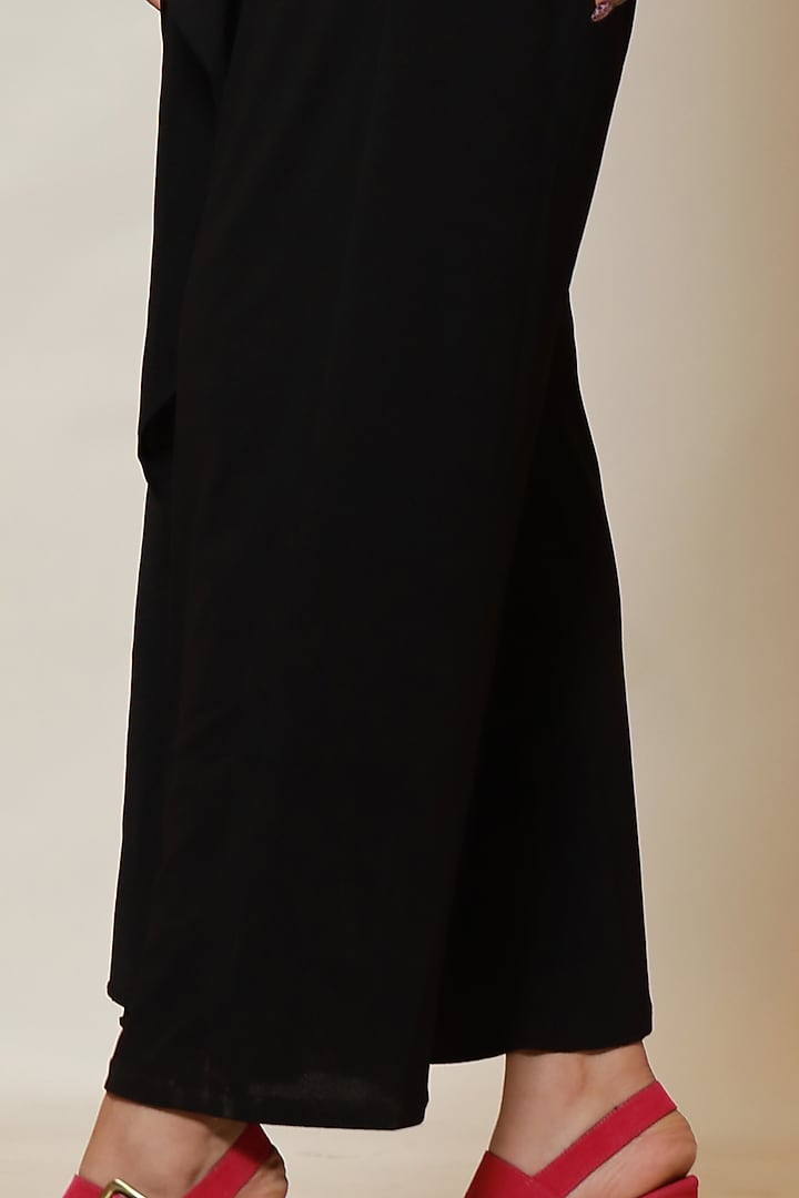 Black Hand Embroidered Asymmetrical Jacket Set by Label Kaleido at Pernia's Pop Up Shop