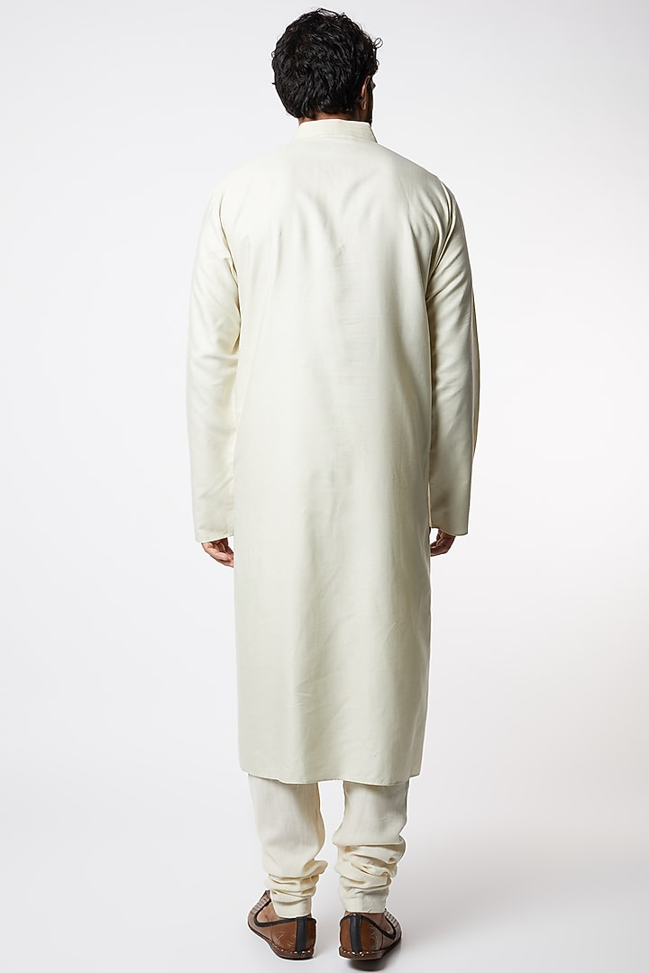 Beige Textured Kurta Set by Lalit Jalan at Pernia's Pop Up Shop
