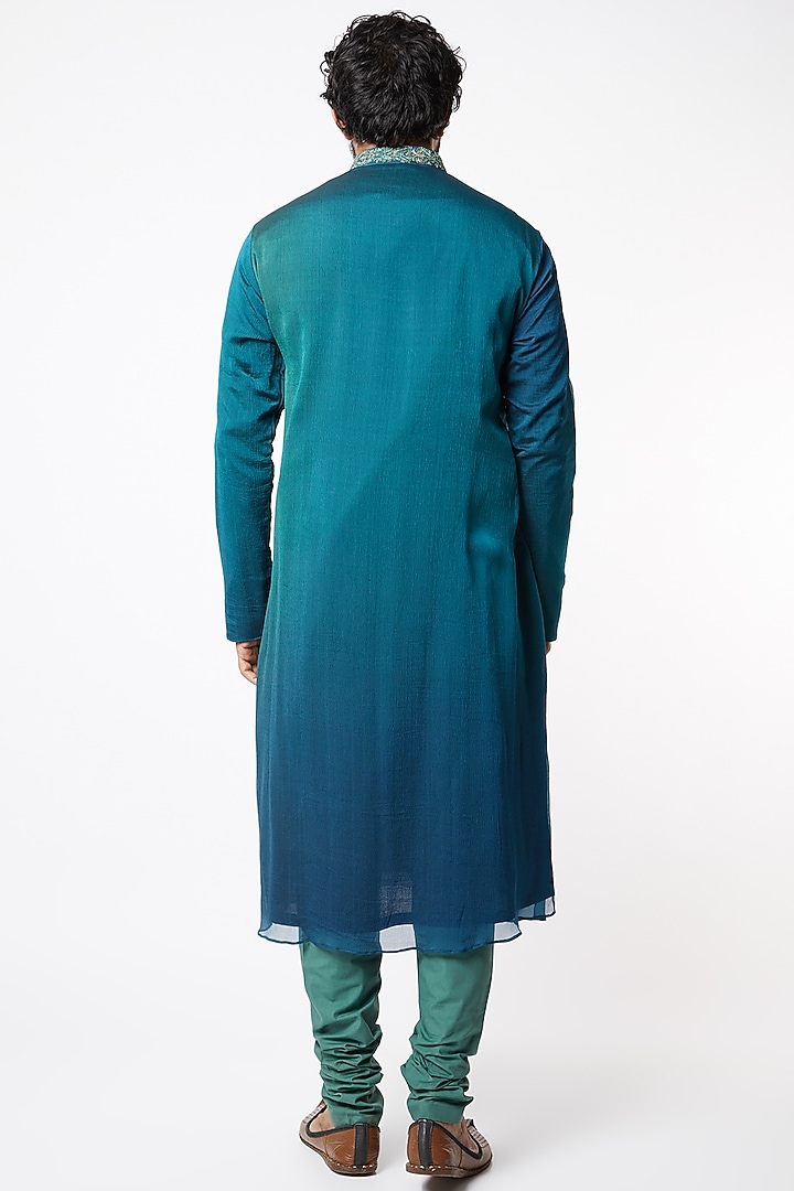 Emerald Green Chiffon Kurta Set by Lalit Jalan at Pernia's Pop Up Shop