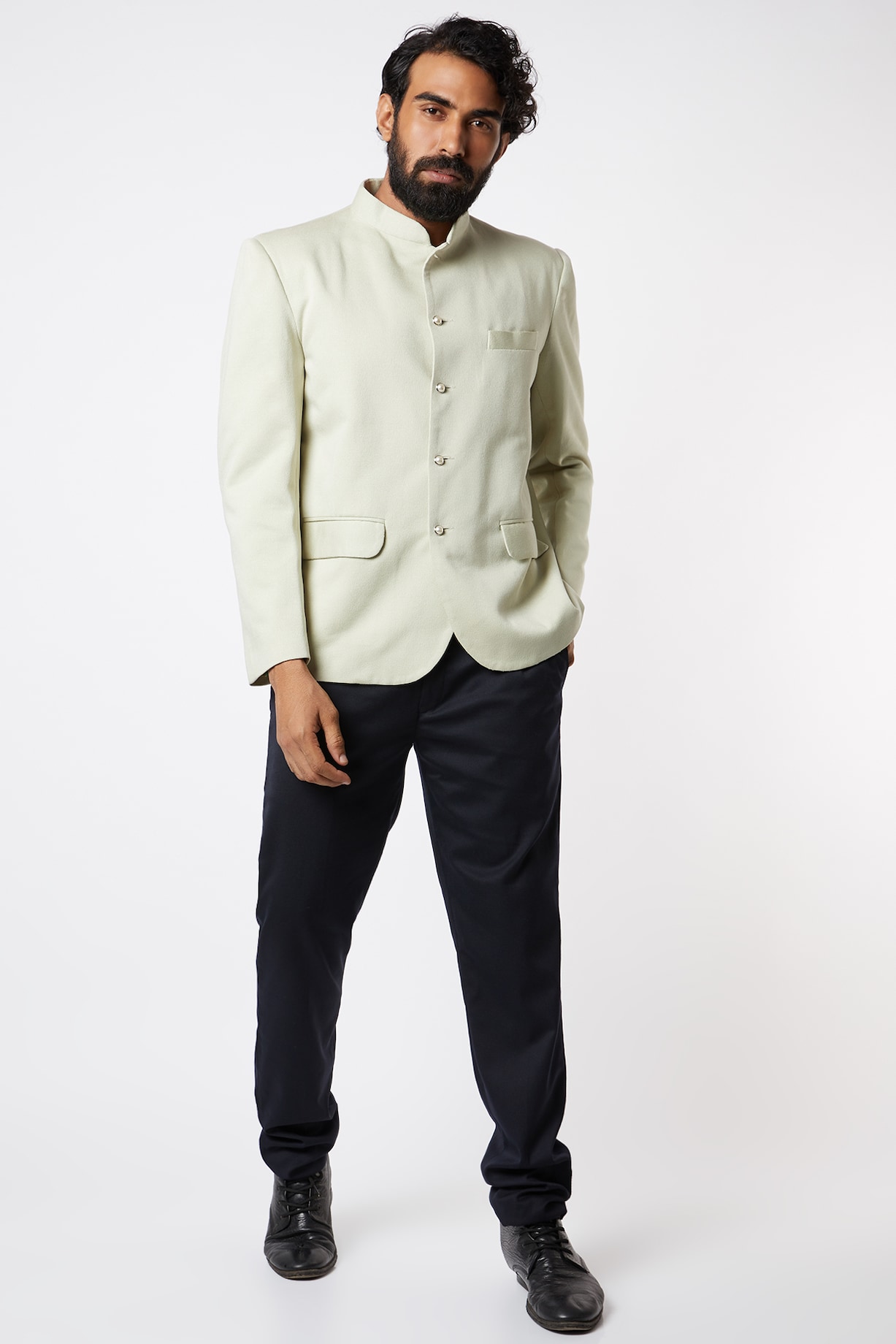 Light Pista Green Printed Prince Coat by Lalit Jalan at Pernia's