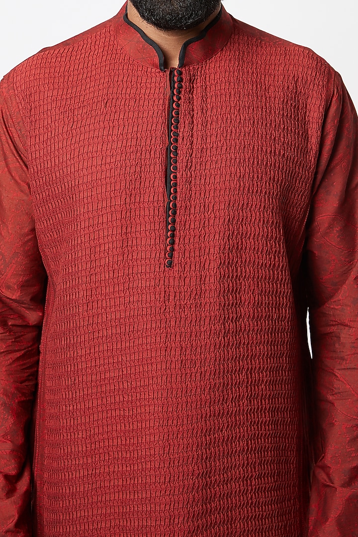 Maroon Cotton Silk Kurta Set by Lalit Jalan at Pernia's Pop Up Shop