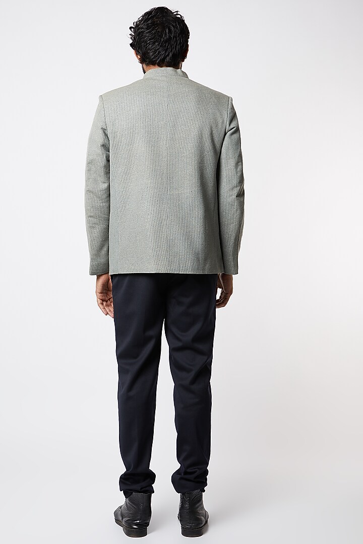 Grey Handloom Prince Coat by Lalit Jalan at Pernia's Pop Up Shop