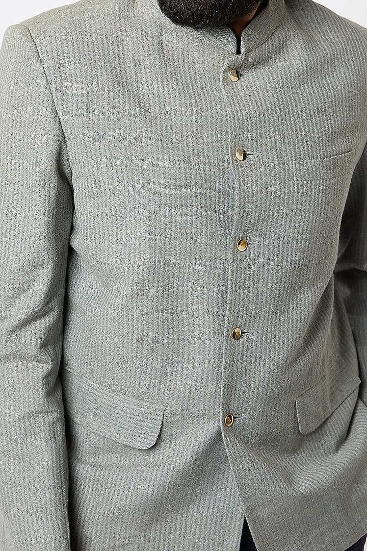 Grey Handloom Prince Coat by Lalit Jalan at Pernia's Pop Up Shop