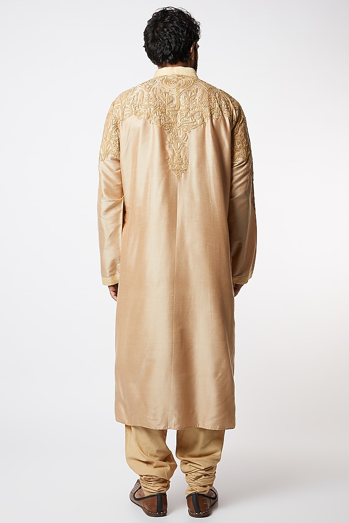 Beige Embroidered Kurta Set by Lalit Jalan at Pernia's Pop Up Shop