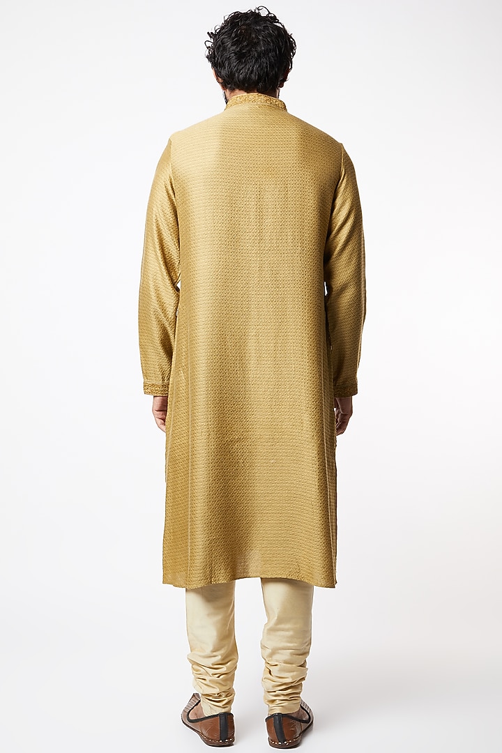 Beige Hand Embroidered Kurta Set by Lalit Jalan at Pernia's Pop Up Shop