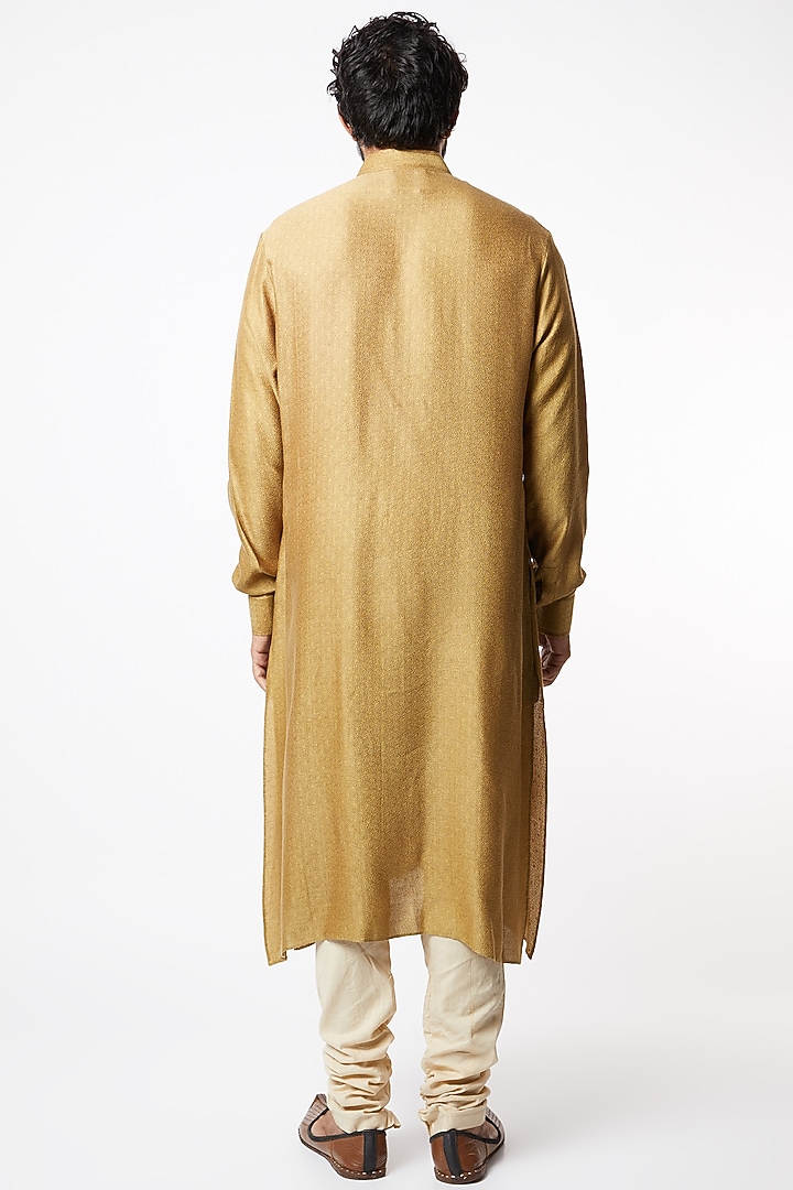 Beige Jacquard Kurta Set by Lalit Jalan at Pernia's Pop Up Shop