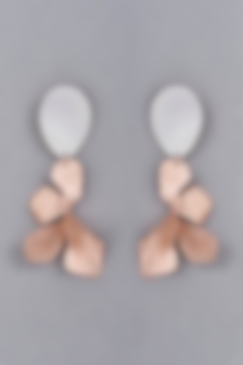 Rose Gold Finish Handmade Pearl Earrings by LA MAISON UNFOLD