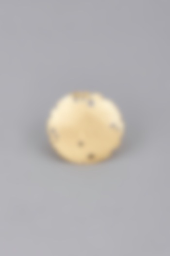 Gold Finish Ring In Brass by HEENA MITTAL