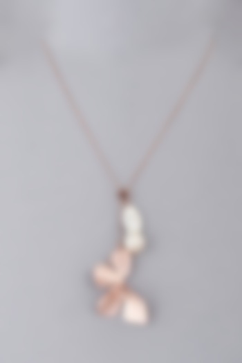 Rose Gold Finish Floral Pearl Necklace by LA MAISON UNFOLD
